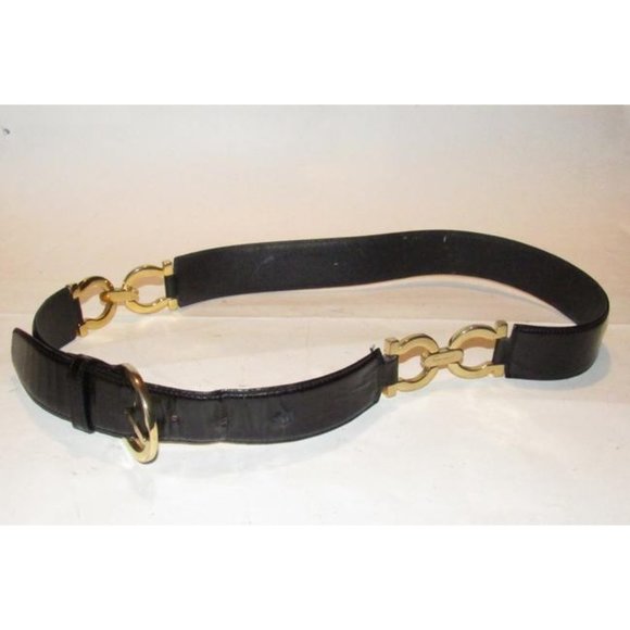 Salvatore Ferragamo Black Leather and Gold Gancini main image 7